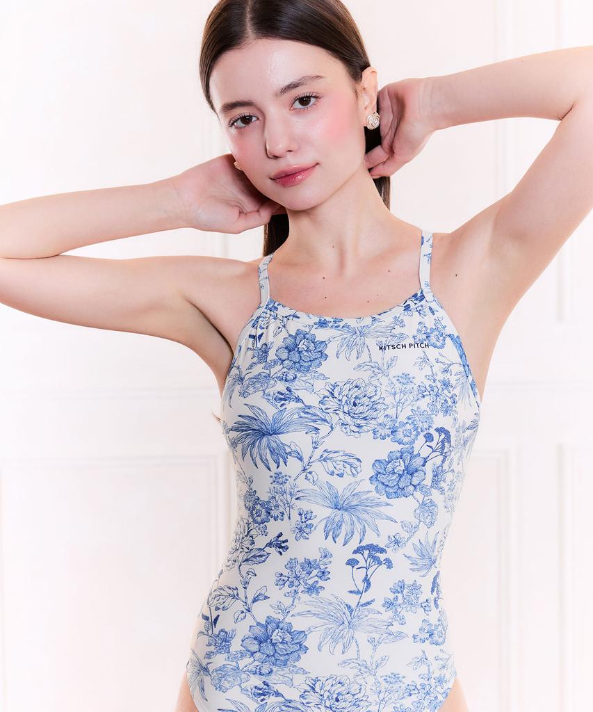 Kichipichi Toile J'Adore X-Back One-Piece Swimsuit Blue [Kg1Lst008]