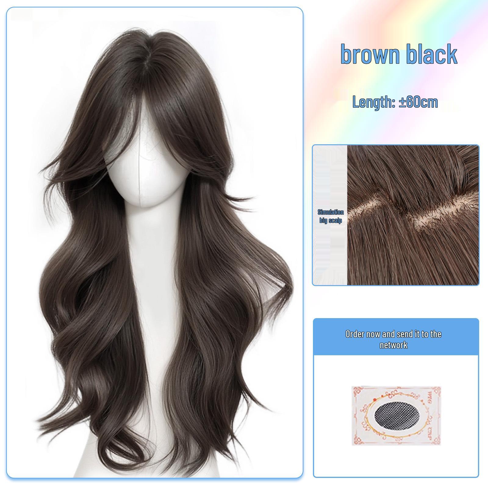 Обновленный женский парик на всю голову: Дышащая, Реалистичная шапочка, Большой размер головы, Универсальный пробор, Длинные волнистые локоны