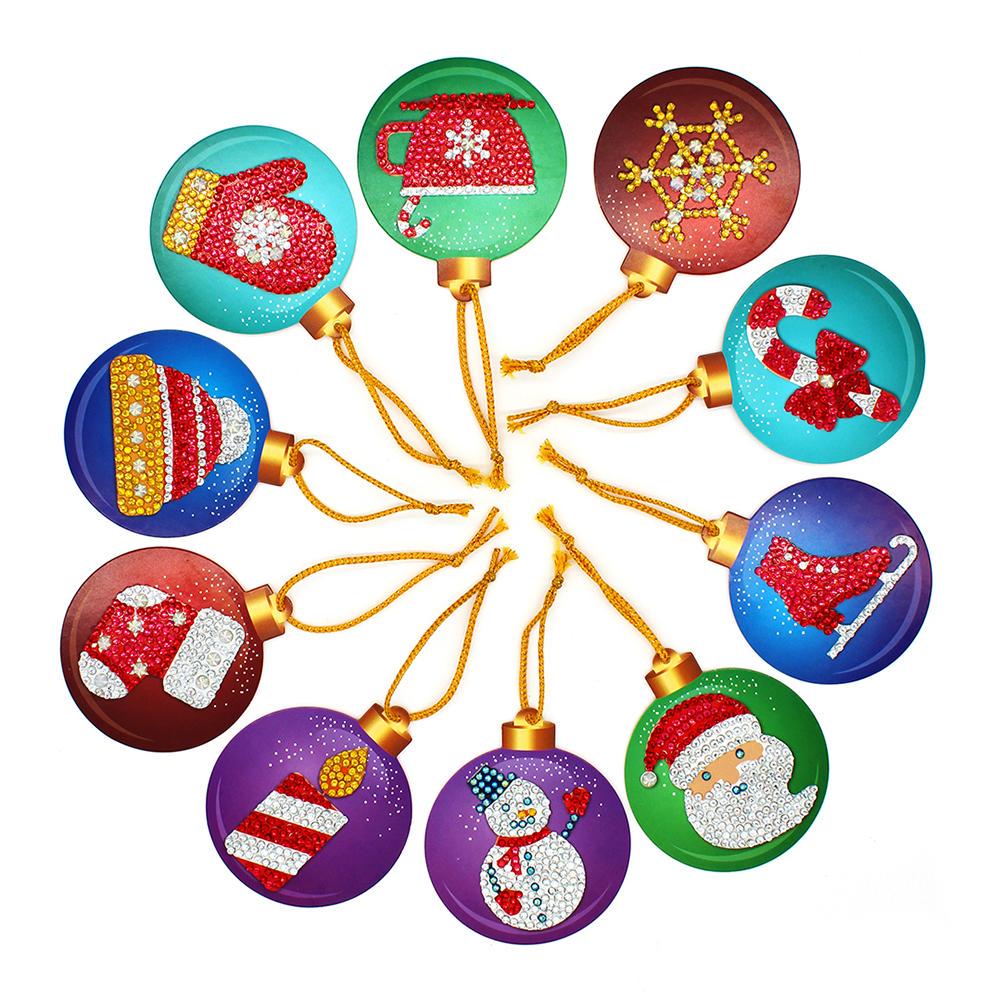 10pcs DIY Full Drills Diamond Painting Special Shape Christmas Tree Pendant Hanging Ornament Christmas Decoration Natal Navided