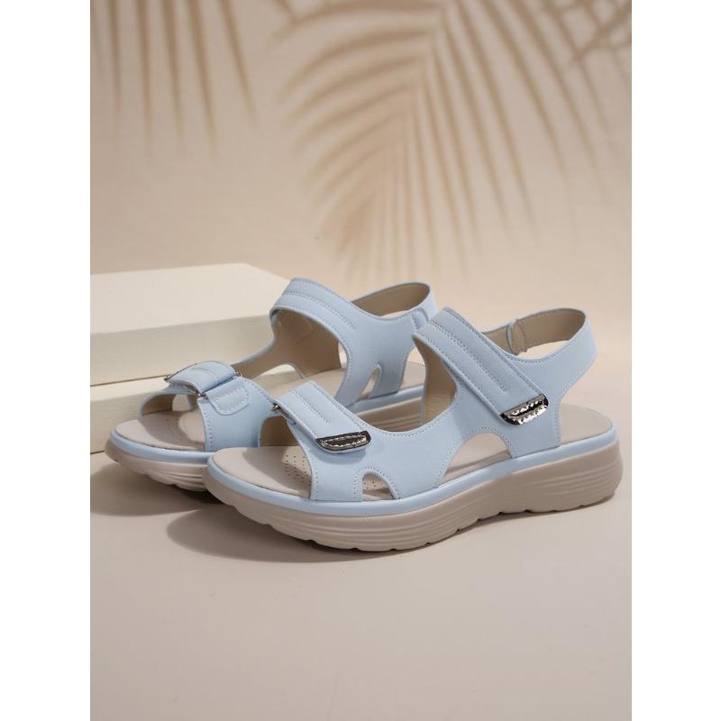 

Женские летние сандалии большого размера в спортивном стиле кэжуал, новые сандалии на платформе Zhuotian с застежкой-липучкой 43 светло-синий