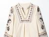 European American V-Neck Long Sleeve Embroidered Slimming Shirt for Women
