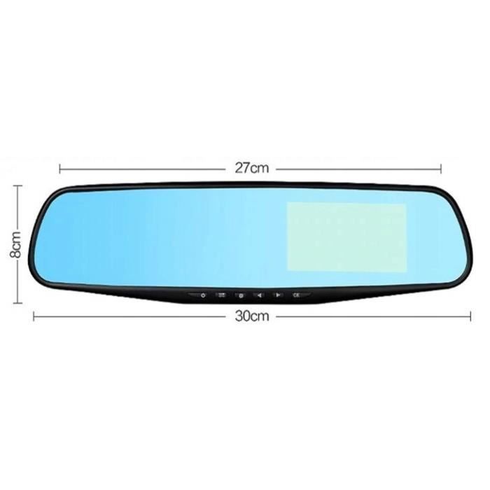 Retro Dashcam Vue Arrière Miroir Caméra 4.3" Miroir Écran Fhd 1080P Enregistreur Vidéo Rétroviseur Dashcam double objectif