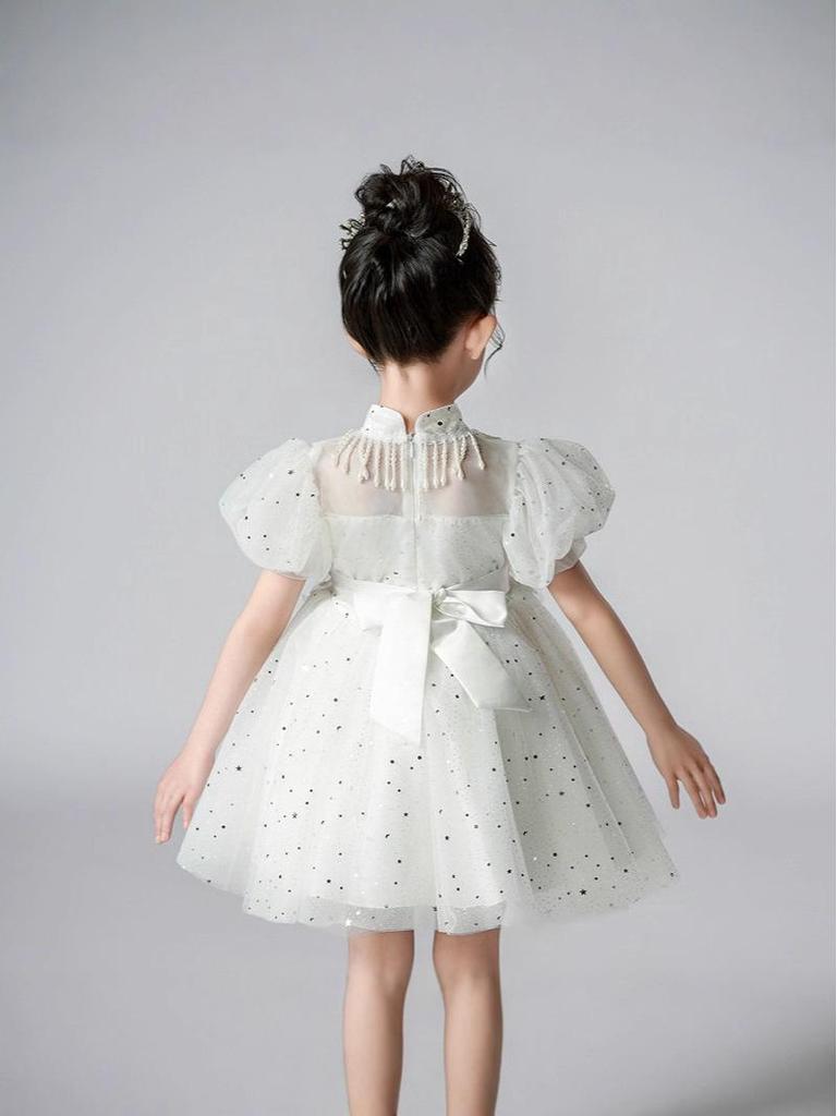 Girls' High-End Puffy Tulle Princess Dress - Chinese Style, Perfect for Weddings, Birthdays, or Performances