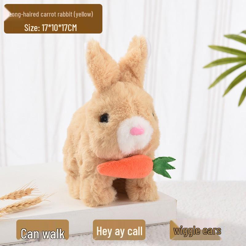 Interactive White Plush Rabbit Toy: Walks, Cries, and Moves Ears