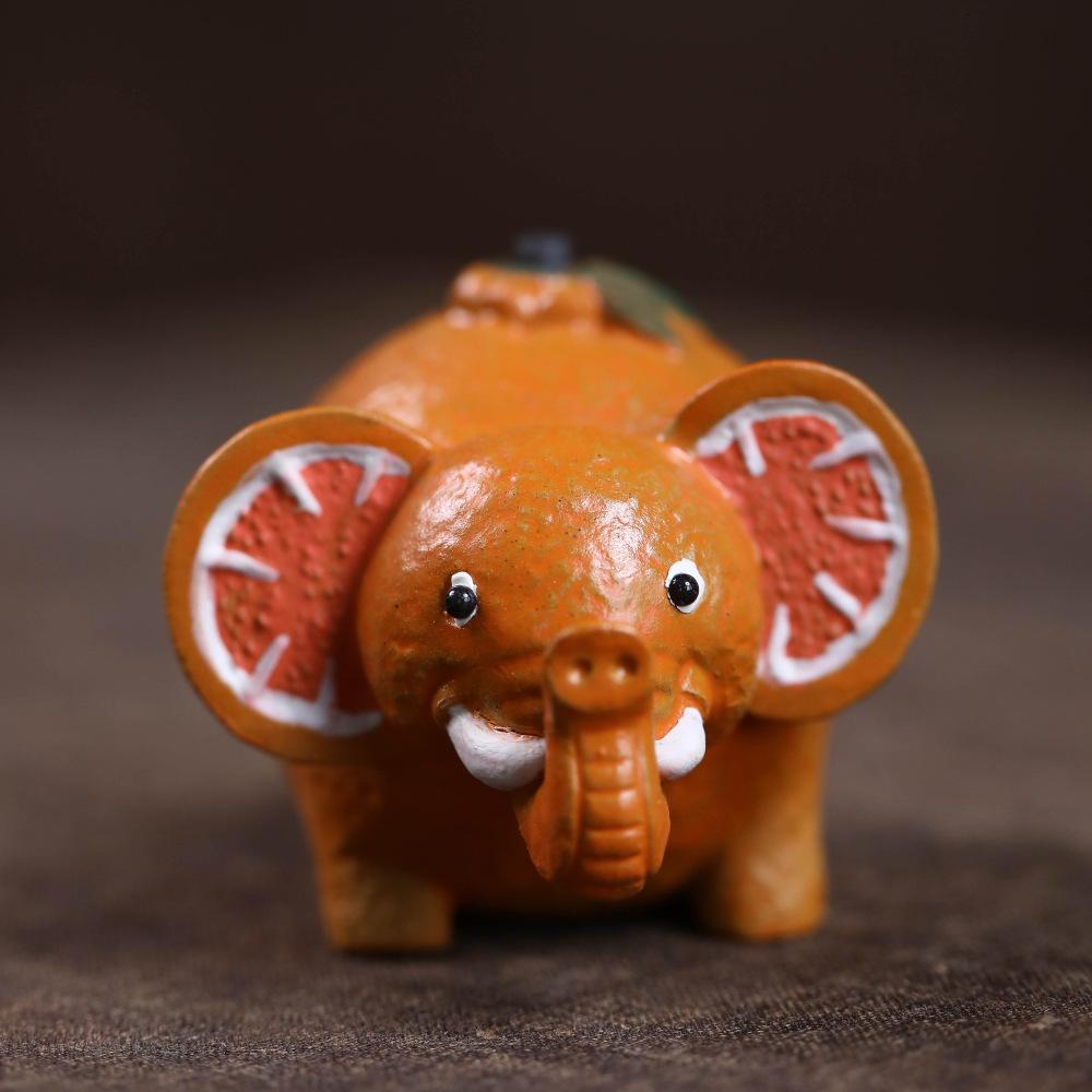 

Yixing Zisha Orange Elephant Tea Pet Aesthetic Tea Spirit Tea Figurine Play Toys Tea Statue Ornaments Desktop Accessories Craft