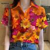 2568 Hawaiian Flower Women's Shirt Colorful Flower Holiday Short Sleeve Top Comfortable Fabric Colorful