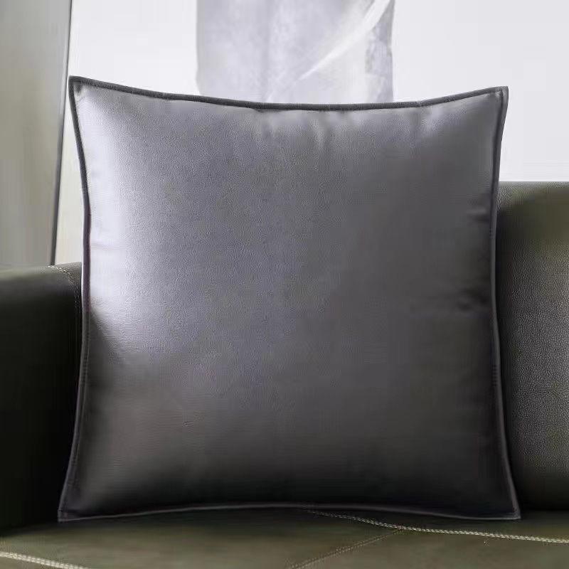Luxury Retro Faux Leather Pillow Cover with Lychee Pattern - Soft Headboard, Office Cushion, Sofa Throw.