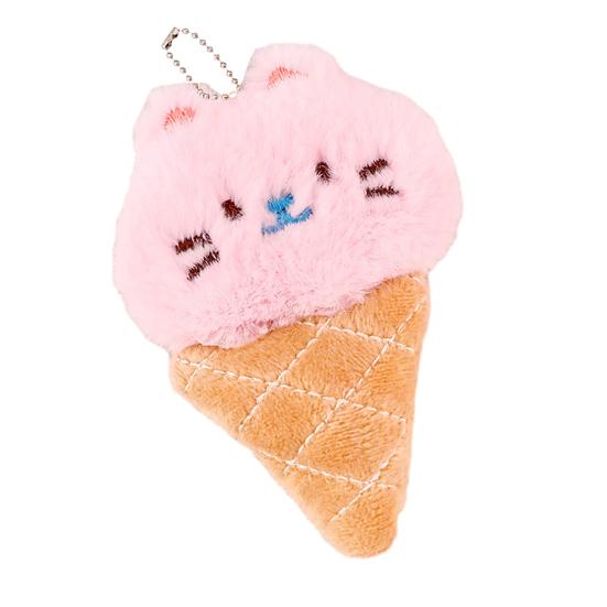 Keychain Pendant Soft Fluffy Ice Cream Shape Charm Key Chain Multi-Functional Key Holder Girl Stress Relief