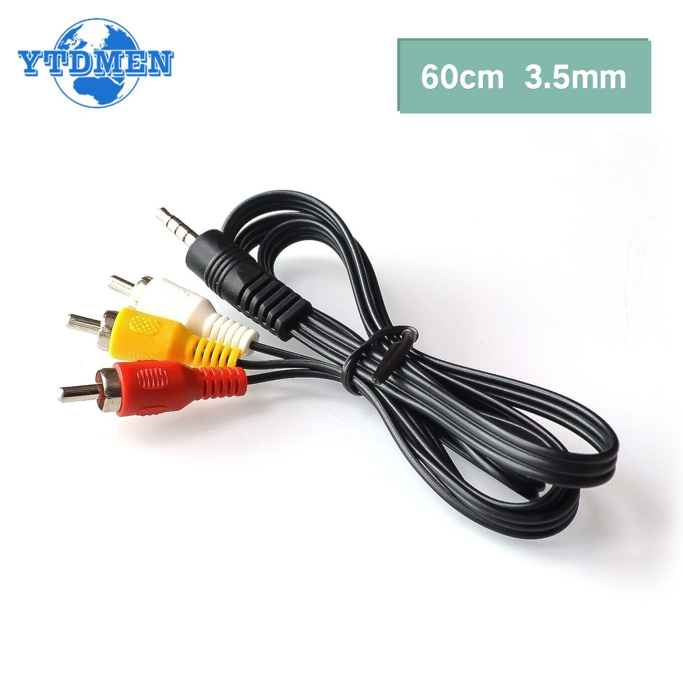 

60cm 3.5mm Jack Plug Male To 3 RCA Adapter 3.5 To RCA Male Audio Video AV Cable Wire Cord High Quality білий