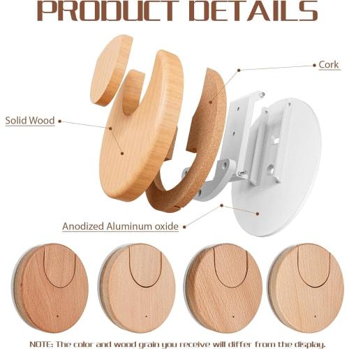 BURNING&LIN Folding Guitar Wall Mount Hanger, Solid Wood and Cork Original Design, Space-Saving Mount Holder, Hook Stand Wall for Acoustic, Banjo, Bas