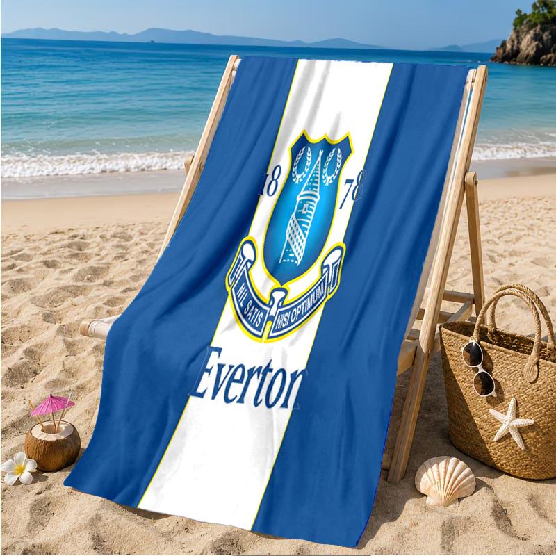 Asciugamano da Spiaggia con Stemma dell'Everton Football Club, Asciugamano da Spiaggia in Microfibra, Leggero e Asciugatura Rapida, per Viaggi Estivi, Piscina, Regalo di Compleanno per Fan