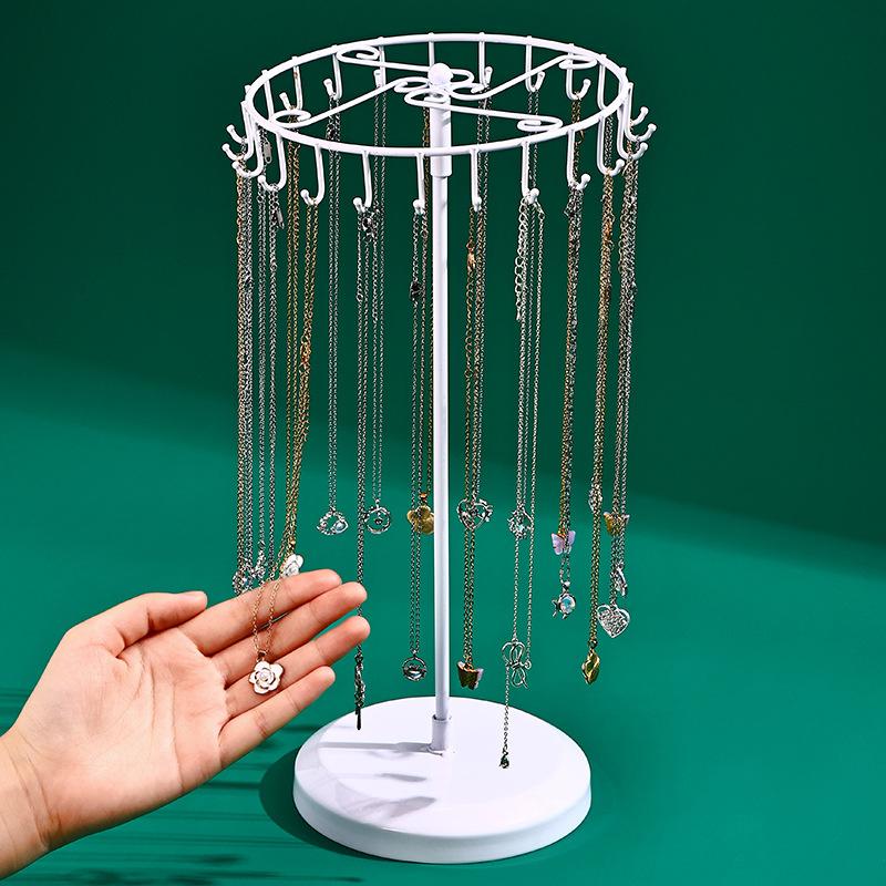 Rotate Jewelry Displays Rack Necklace Jewellery Showcase Stand Household Trinket Storage Shelf Multiple Necklace Display Holder