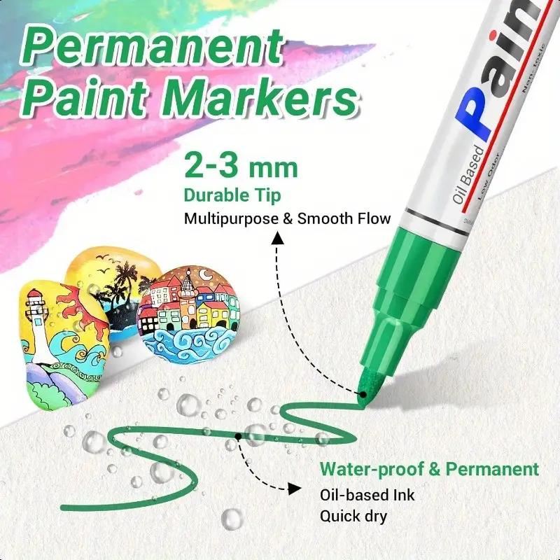 1/3/6/12Pcs Colorful Permanent Paint Marker Waterproof White Markers Tire Tread Rubber Fabric Paint Metal Paint Marker Pens