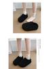 Women's Fuzzy Thick-Soled Closed-Toe Slippers - Warm, Fashionable, and Cute for Indoor/Outdoor Wear