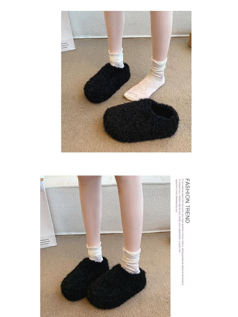 Women's Fuzzy Thick-Soled Closed-Toe Slippers - Warm, Fashionable, and Cute for Indoor/Outdoor Wear