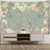 Green Flower and Bird Painting Vintage Tapestry Wall Hanging Boho Art Hippie Tapiz Aesthetics Room Home Decor