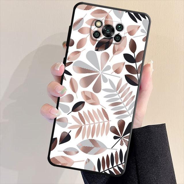 Black Soft Phone Case For Samsung Galaxy S20 S23 S21 Note 20 Ultra 10 Plus 8 9 S22 Note8 Luxury Flower Leaf Cover Funda