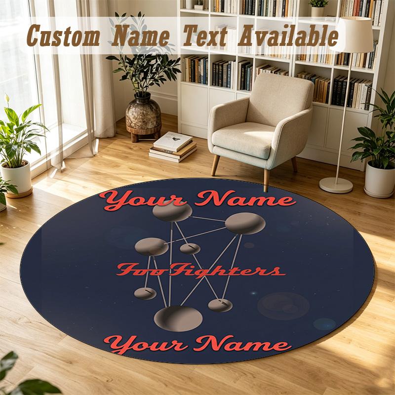 Foo Fighters Personalized Round Rug Support Custom Name, Soft Home Decor Mat