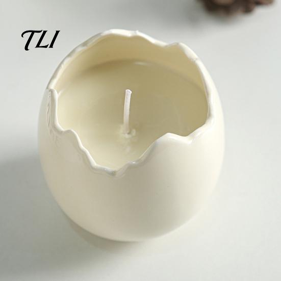 Romantic Atmosphere Lamp Ceramic Eggshell Candle Holder for Scented Candles, Candles Thoughtful Birthday Present Container, Minimalist Art Ornament