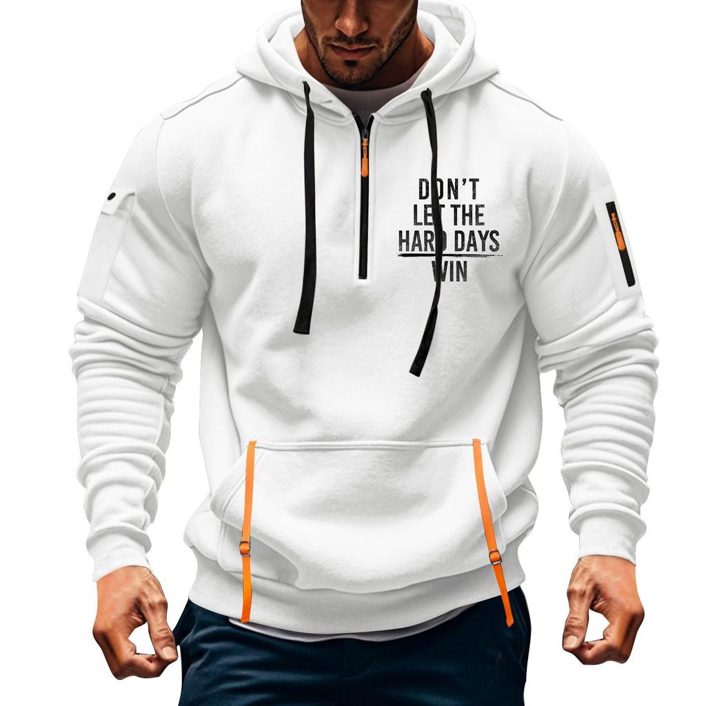 Men's Printed Sweatshirt Hoodie Zipper Arm Pocket Cardigan Men's Sports Large Size Casual Hoodie
