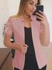 Giacca casual professionale a maniche corte in pizzo con temperamento tinta unita alla moda estiva da donna