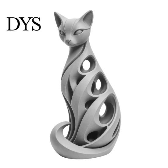 Decorative Figurines for Living Room 3D Printed Spiral Cat Figurine, Hollow Modern Abstract Sculpture Small Table Decor Coffee Desk Shelf, Minimalist