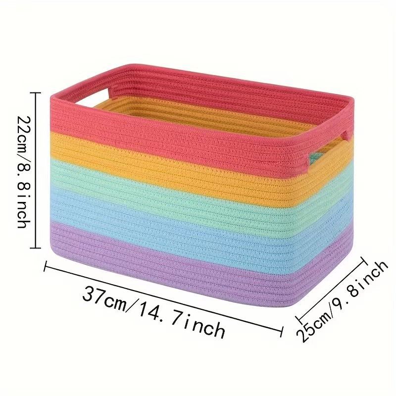 Storage Basket Rectangular Two Tone Design Hollow Handles Perfect for Laundry Toys Sorting Home Living Room Bedroom Bedroom