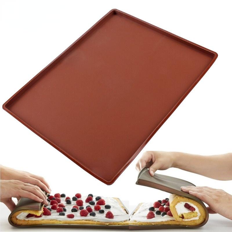 1PC nieprzywierająca mata silikonowa do pieczenia ciasto rolka Pad Macaron Swiss Roll mata do piekarnika narzędzia do pieczenia akcesoria kuchenne