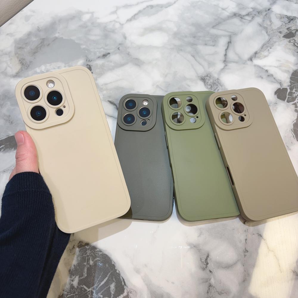 Luxury Soft Matte Solid Color Phone Case For iPhone 16 15 14 Plus 13 12 11 Pro Max X XR XS Plain Shockproof Bumper Back Cover