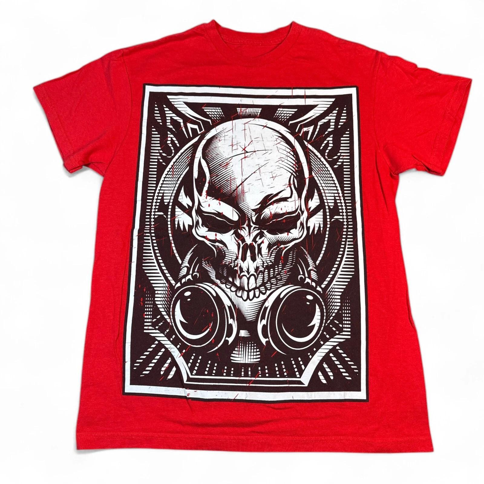 

Vintage Y2K Skull T Shirt Adult Size Small Red Cyberpunk Grunge Graphic Tee M