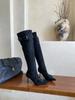 Dongxin European and American pointed thin high-heeled temperament French fashion sexy belt buckle stacked boots