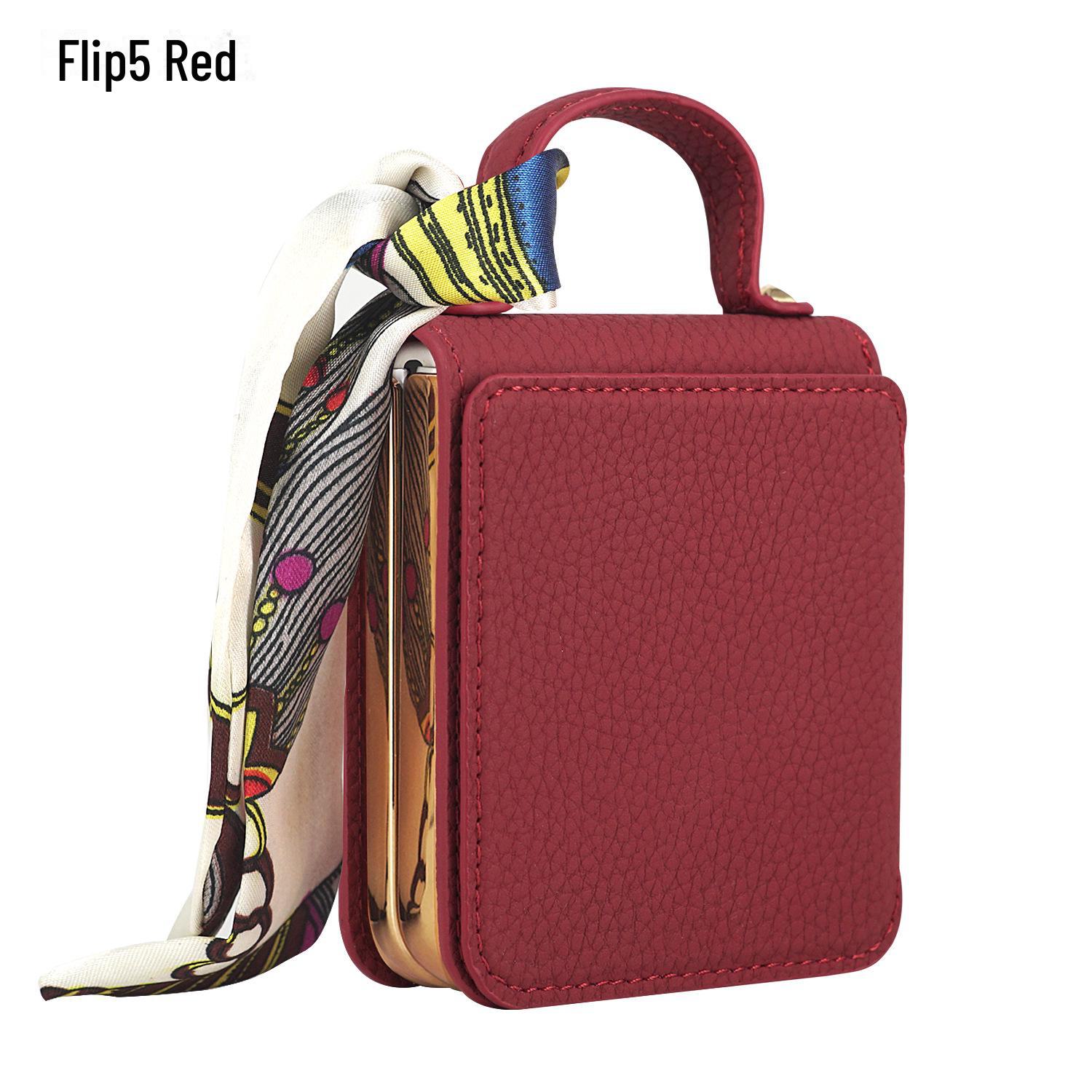 

Чехол для зеркала для макияжа из искусственной кожи с шелковым шарфом для Samsung Z Flip 6/5/4 Samsung Z Flip7 чёрный