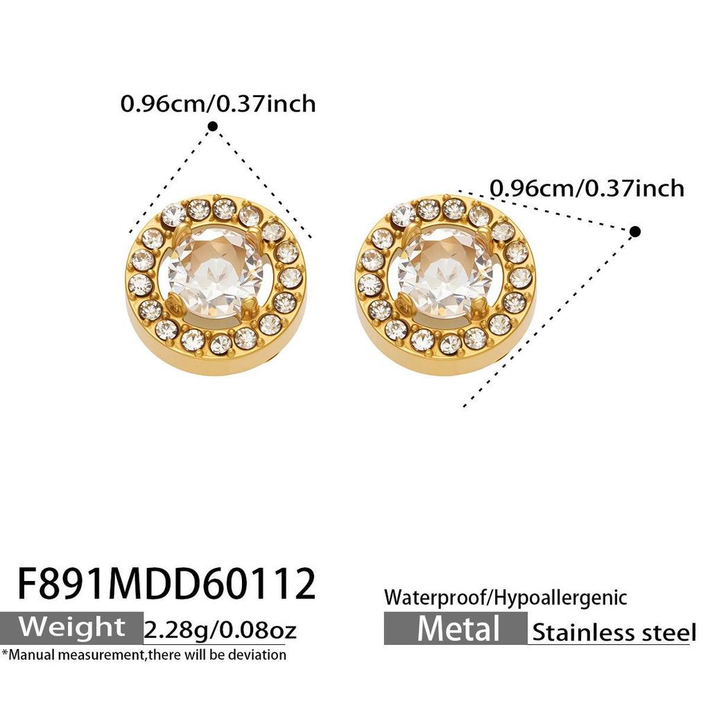 Douyin Trend Wassertropfen Strass Zirkon Anhänger Halskette & Ohrringe Damen Set, 18 Karat Vergoldeter Edelstahl.