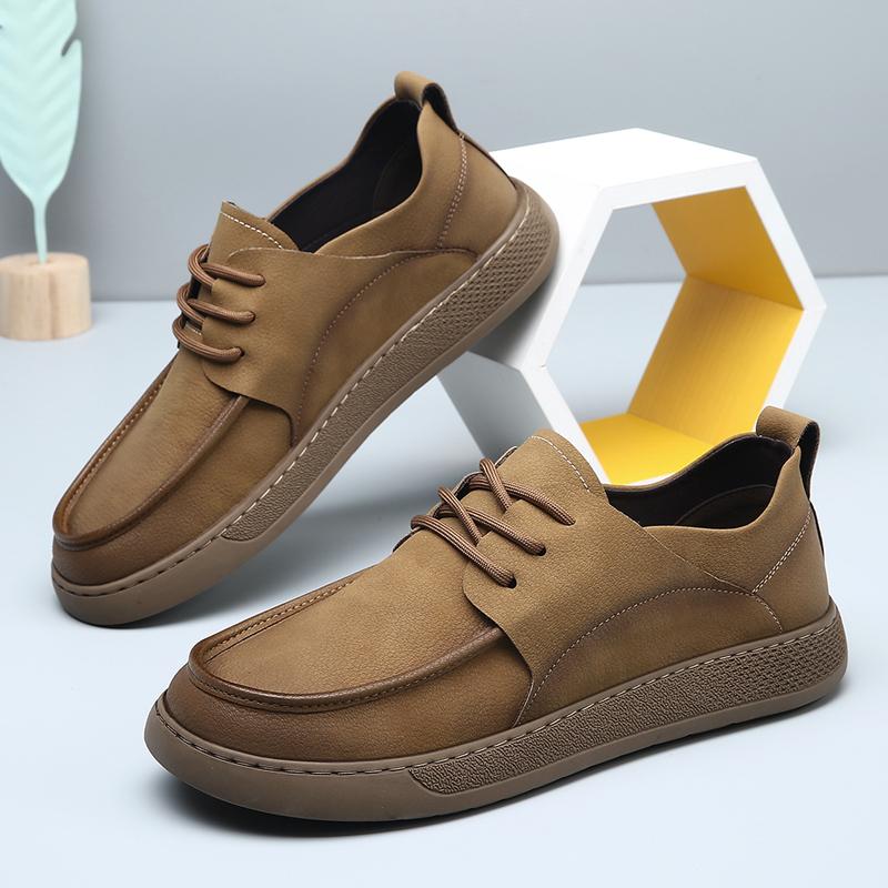 Stylish Trendy Men Casual Shoes Comfortable Leather Mens Sneakers Outdoor Simple Man Walking Shoes Versatile Skateboard Footwear