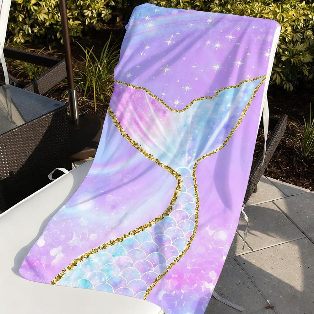 Colourful Mermaid Tail Art Towel Sports Quick Dry Travel Camping Gear Sandproof Soft Light Large Beach Towel