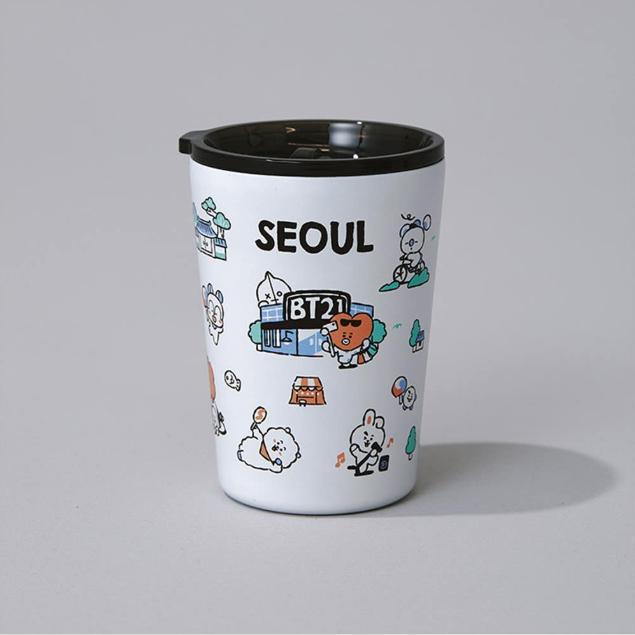 BT21 Seoul Edition Thermobecher 340ml Edelstahl Isolierbecher Offizielle Lizenz