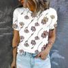 Summer Leisure T-shirt Women's T-shirt Retro Flower Pattern Print Fashion Print T-shirt Elegant Women's Short Sleeved T-shirt
