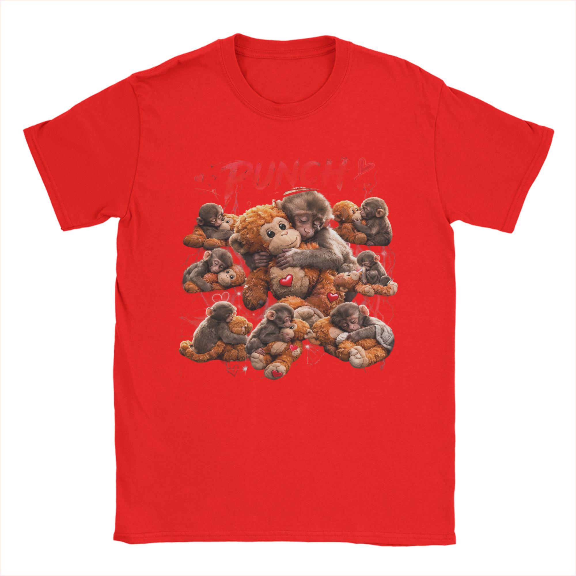 Monkey Punch Baby Monkey Holding Toy Accessories Unisex T Shirt Pure Cotton Tee Graphic Printing Tshirt Clothes S