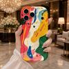 Abstract Color Block Doodle Phone Case For iPhone 17 16 15 14 13 12 11 Pro Max Plus Wavy Edge Protective Cover