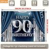 2D 90. Geburtstag Fotografie Hintergrund Marineblau Silber Vorhang und Glitzer Party Hintergrund
