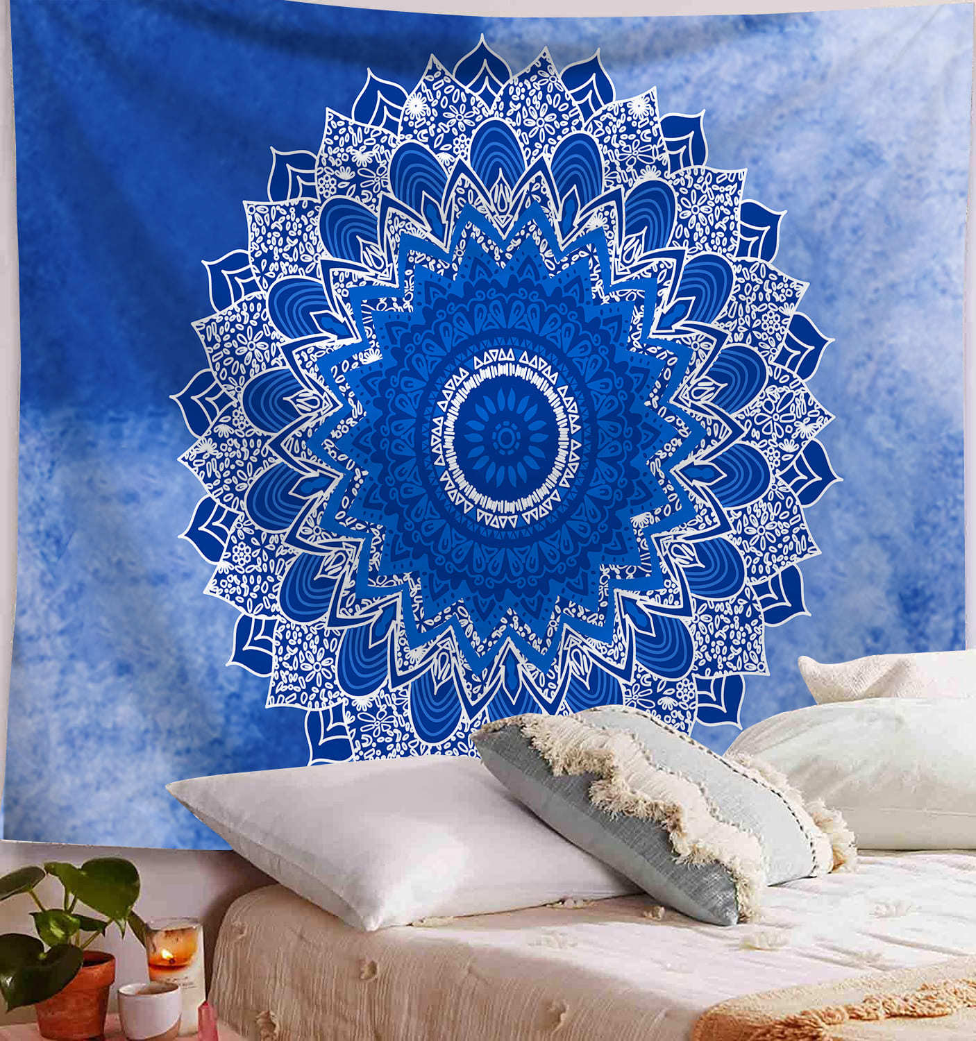 VIKAMA Богемный Принт Гобелен Гостиная Спальня Настенный Подвес Йога Внутренний Фон Медитационная Комната Настенное Украшение 90X150CM(3X4.9FT