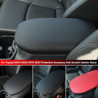 PU Leather Car Armrest Box Center Console Organizer Lid Cover Anti-Scratch for Toyota RAV4 XA50 2019-2025 Protective Accessory
