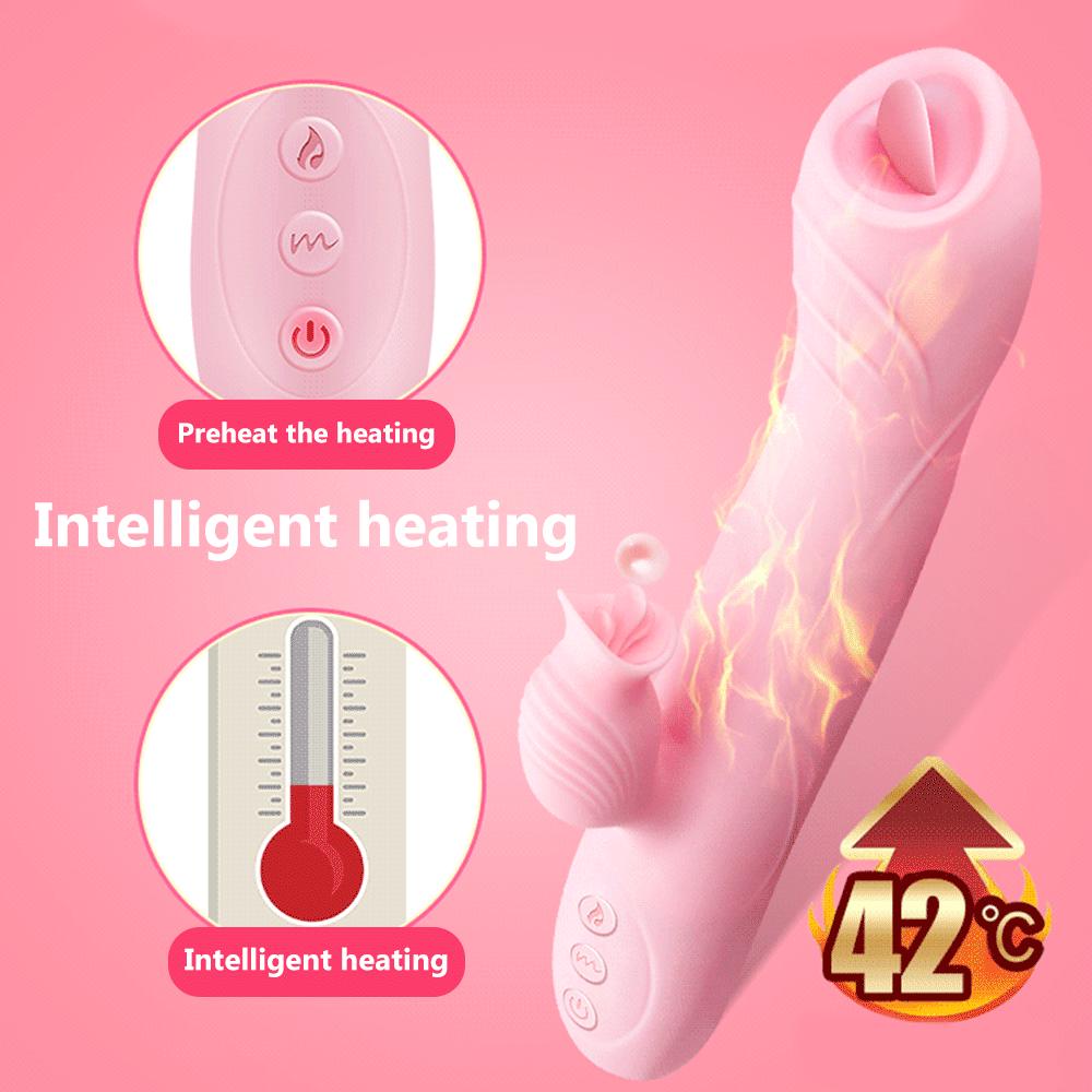 7 Frequency Automatic Retractable Tongue Licking Vibrator Smart Heating Female Masturbation Vibrator Adults Sex Toys For