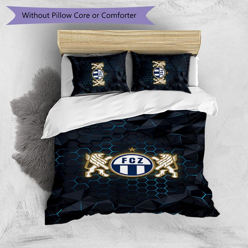 Set Lenzuola Stampato FC Zürich 3 Pezzi Copripiumino Traspirante con Federe Biancheria da Letto Decorativa per Camera da Letto Casa