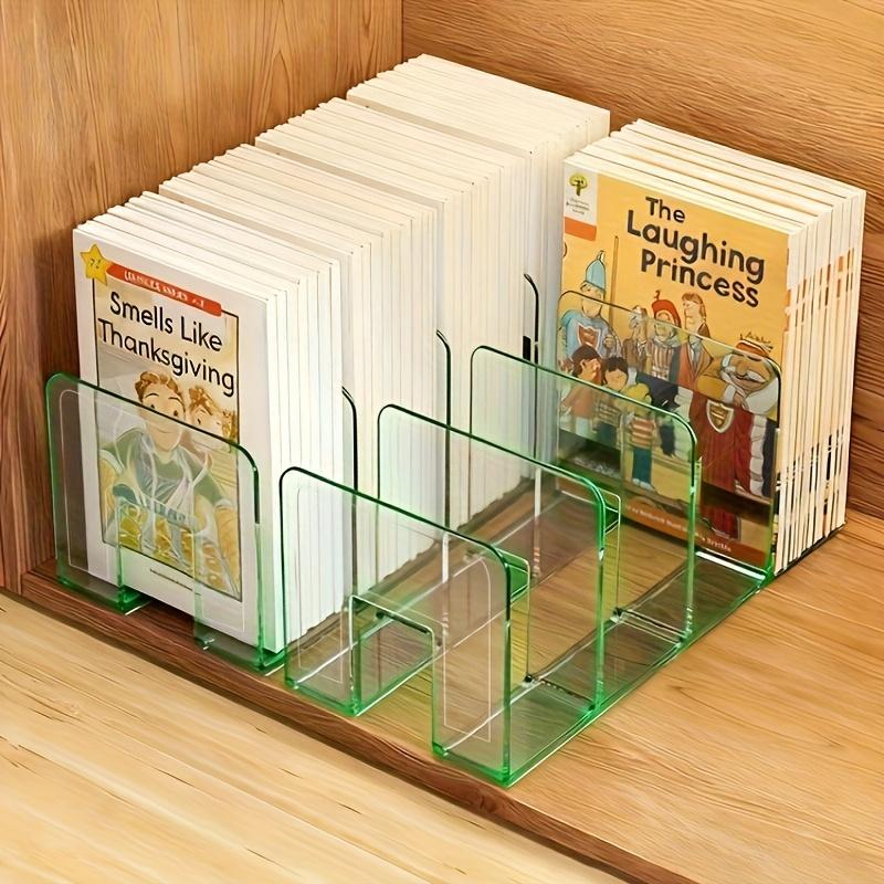 

2Pack - Four-Column All-in-One Storage Rack - Acrylic PP Divider Book Holder, Desktop Book and Document Organizer, Reading Stand зелёный