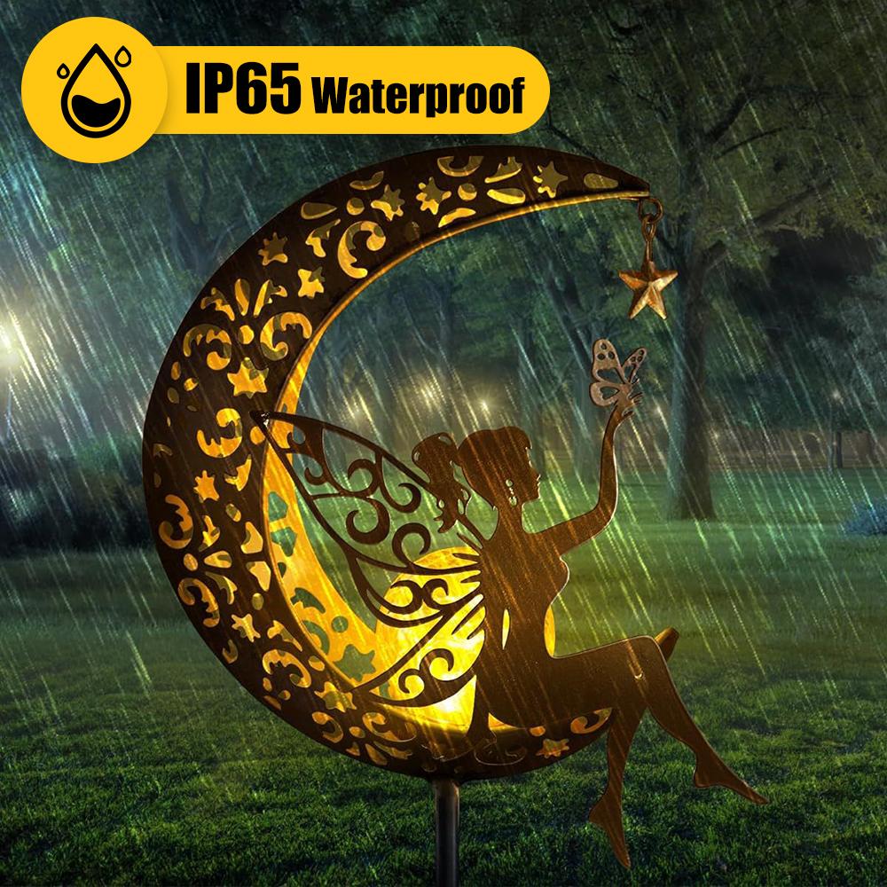 Solar Garden Light Statues Outdoor Decor Fairy Moon Figurine Light Ground Insertion Lamp Lawn Courtyard Decorative Light