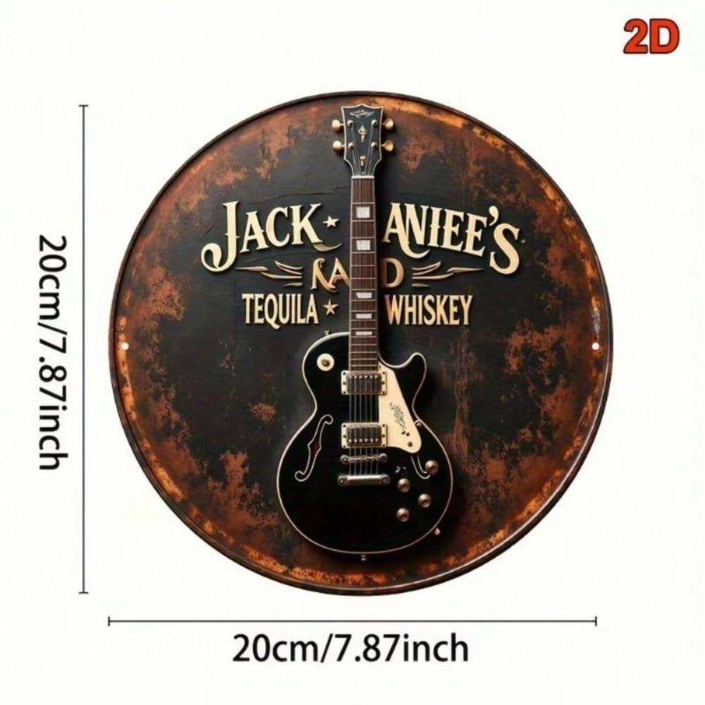 Vintage Metal Wall Decor Retro Guitar Bar Sign Rustic Country Music Art