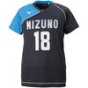 Mizuno Volleyball Short Sleeve Game Size L Apparel, Shirt, Moisture-Wicking, Quick-Drying, V2MA8001, 92, Black/Diva Blue,