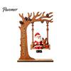 Unique Wood Craft Gift Wooden Swing Ornament with Santa Claus/Bear for Christmas, Tabletop Natural Grain Ornaments Claus Figurine Home Living