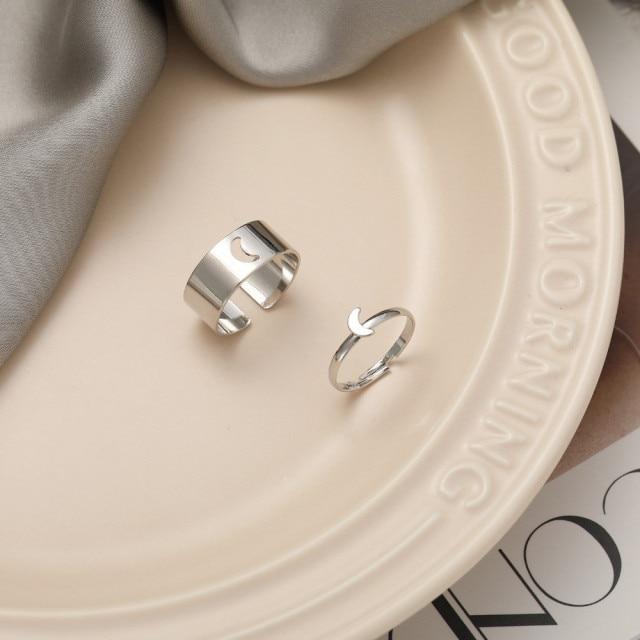 Hip Hop Rock Gold Color Chain Rings Set Girls Punk Geometric Sleek Minimalist Finger Rings Women Trend Jewelry Accessories Celebration Party Event
